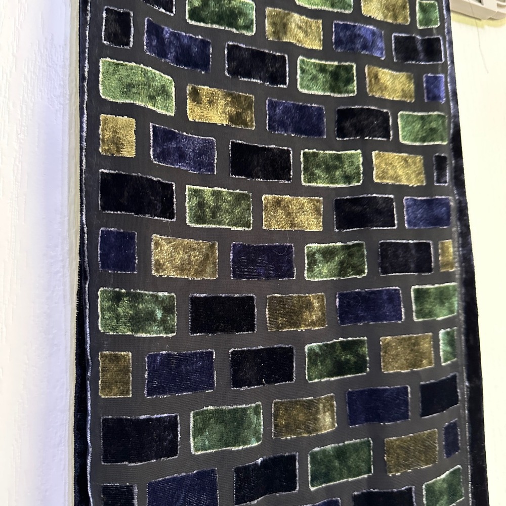 vintage Velvet Burnout Whimsigoth Scarf Black Green Blue Yellow Brick Wrap Boho